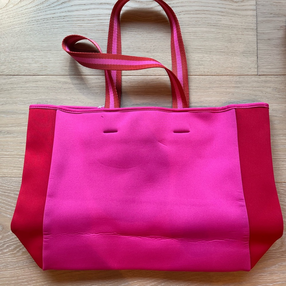 Pink and red tote bag